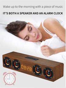 img 3 attached to 🔊 BetagoMed Wooden Bluetooth Speaker: Alarm Clock, 4 Speakers, Smart Compatibility, Portability, 360° Surround Sound, High Fidelity & Heavy Bass