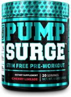 🍒 caffeine free pump & nootropic pre workout supplement - enhanced non stimulant preworkout powder & nitric oxide booster - 20 servings, cherry limeade logo