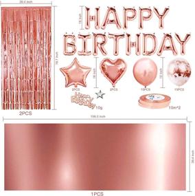 img 3 attached to 🌹 Stunning Rose Gold Birthday Party Decorations Set: Happy Birthday Banner, Fringe Curtain, Foil Tablecloth, Confetti Balloons - Ideal for Girls' or Women's Princess Party