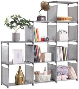 img 4 attached to 📚 YCOCO 9 Cube Bookshelf Office Storage Shelf Plastic Storage Cabinet with Multifunctional Non-Woven Storage Rack in Grey