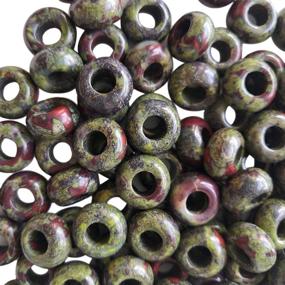 img 2 attached to 💎 Stunning Loveliome 20 Pcs Large Hole Loose Stone Rondelle Dragon Bloodstone Beads: Perfect for Crystals and Healing Stones Jewelry Makings