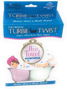 img 1 attached to Полотенце для волос из микрофибры Turbie Twist (2 шт.) - зелено-розовое, супер впитывающее и быстро сохнущее