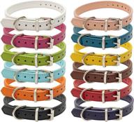 flystar small dog collar - 12 adjustable id puppy collars - soft leather colorful cute collars for girl boy dogs cats logo