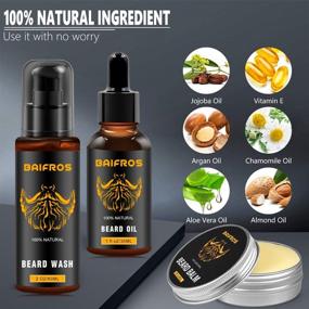 img 3 attached to 🧔 Complete BAIFROS Beard Grooming Kit: Beard Wash, Unscented Growth Oil & Care for Men