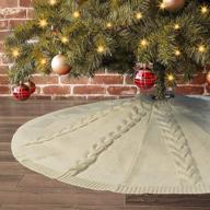 🎄 48-inch limbridge knitted christmas tree skirt with multiple cable knitting, rustic cream xmas holiday decorations for enhanced festive ambience логотип