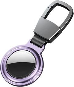 img 4 attached to Imentha Metal Protective Case with Keychain for Apple AirTags, Anti-Loss Finder Holder Accessories – Purple