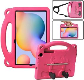 img 4 attached to 🔥 FIREVASE Case for Samsung Galaxy Tab S6 Lite 10.4" 2020 - EVA Shock Proof Lightweight Kids Case with Handle, Shoulder Strap, and Pen Holder, Rose