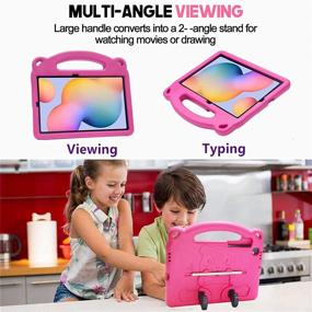 img 3 attached to 🔥 FIREVASE Case for Samsung Galaxy Tab S6 Lite 10.4" 2020 - EVA Shock Proof Lightweight Kids Case with Handle, Shoulder Strap, and Pen Holder, Rose