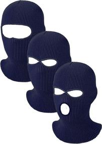 img 4 attached to Adult Winter Balaclava Face Covering: Knit Full Face Cover with Thermal Ski Protection - Pack of 3