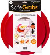 🔥 safe grabs: multipurpose silicone microwave mat set - seen on shark tank, red - spatter guard, trivet, hot pad, pot holder - bpa free, heat resistant, dishwasher safe x2 logo