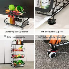 img 1 attached to 🥦 4-Tier Wire Storage Basket: Insdawn Fruit Baskets-Organizer for Kitchen, Pantry, Bathroom - Onion, Potato, Vegetable, Snack Storage - Metal Stackable Bins with Wheels-Fruit Holder