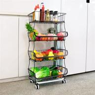 🥦 4-tier wire storage basket: insdawn fruit baskets-organizer for kitchen, pantry, bathroom - onion, potato, vegetable, snack storage - metal stackable bins with wheels-fruit holder логотип