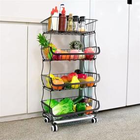 img 4 attached to 🥦 4-Tier Wire Storage Basket: Insdawn Fruit Baskets-Organizer for Kitchen, Pantry, Bathroom - Onion, Potato, Vegetable, Snack Storage - Metal Stackable Bins with Wheels-Fruit Holder