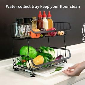 img 2 attached to 🥦 4-Tier Wire Storage Basket: Insdawn Fruit Baskets-Organizer for Kitchen, Pantry, Bathroom - Onion, Potato, Vegetable, Snack Storage - Metal Stackable Bins with Wheels-Fruit Holder