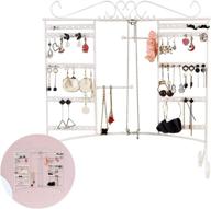 💍 white jewelry organizer: earring holder, necklace display with large capacity, removable foot bracelets hanger, wall stand rack логотип