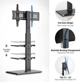 img 1 attached to 📺 FITUEYES Universal Floor TV Stand with Adjustable Shelf - Fits TVs Up to 65” LCD LED OLED Plasma Flat Panel or Curved Screen - Swivel & Tilt Mount FT-S3601MB