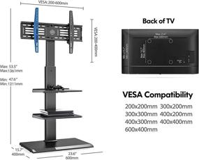 img 2 attached to 📺 FITUEYES Universal Floor TV Stand with Adjustable Shelf - Fits TVs Up to 65” LCD LED OLED Plasma Flat Panel or Curved Screen - Swivel & Tilt Mount FT-S3601MB