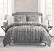 🛏️ premium grand linen 3-piece 100% cotton solid grey pinch pleat comforter set full/queen size bedding 88"x88 logo