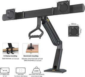 img 1 attached to 🖥️ NB North Bayou Двухмониторная стойка, настольное крепление для монитора с регулируемым рычагом, подходит для установки двух больших экранов размером от 24” до 32” с диапазоном нагрузки от 4.4 фунтов до 33 фунтов - Игровая стойка для монитора NB32-B