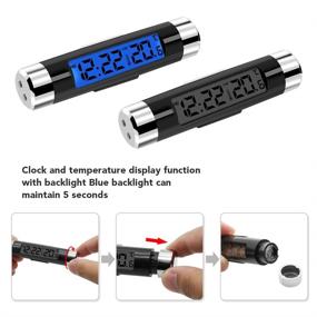 img 1 attached to Rumfo Car Auto LCD Display 2 in 1 Mini Car Digital Clock Thermometer: Accurate Time Monitor with Portable Clip-On Design & LED Backlight (Celsius)