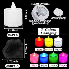 img 3 attached to CHolic LED Tea Lights with Color Changing Flameless Candles, 24 PCS Battery Operated - Ideal for Seasonal & Festival Celebrations! Includes 300 PCS Black Silk Rose Petals for Party Decor