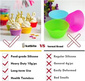 img 1 attached to 🧁 Katbite 24 Pack Silicone Cupcake Baking Cups - Heavy Duty, Reusable & Non-stick Muffin Cupcake Liners Set for Party, Halloween, Christmas - Bakery Molds Supplies