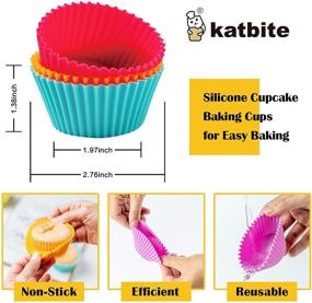 img 3 attached to 🧁 Katbite 24 Pack Silicone Cupcake Baking Cups - Heavy Duty, Reusable & Non-stick Muffin Cupcake Liners Set for Party, Halloween, Christmas - Bakery Molds Supplies