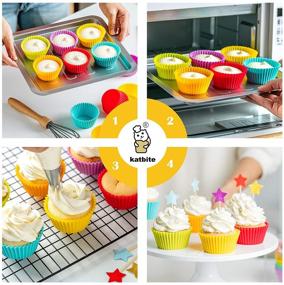 img 2 attached to 🧁 Katbite 24 Pack Silicone Cupcake Baking Cups - Heavy Duty, Reusable & Non-stick Muffin Cupcake Liners Set for Party, Halloween, Christmas - Bakery Molds Supplies