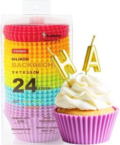 img 4 attached to 🧁 Katbite 24 Pack Silicone Cupcake Baking Cups - Heavy Duty, Reusable & Non-stick Muffin Cupcake Liners Set for Party, Halloween, Christmas - Bakery Molds Supplies