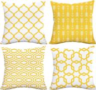 🍋 fascidorm lemon yellow throw pillow case - arrow quatrefoil accent trellis chain pillow cover - modern cushion cover - square pillowcase decoration for sofa bed chair car - set of 4 - 18 x 18 inch логотип