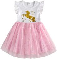 dxton toddler girls tutu dress for 2-8 years with short sleeves - perfect for summer logo