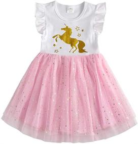 img 4 attached to DXTON Toddler Girls Tutu Dress for 2-8 Years with Short Sleeves - Perfect for Summer