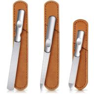 premium stainless steel nail files set in leather case - double sided metal files with 💅 anti-slip handle, perfect for manicure and pedicure, fingernail and toenail care - fine & coarse options included logo