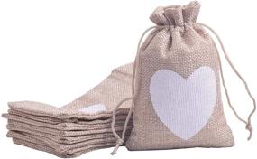 img 4 attached to 🎁 VIAMTO 20pcs Heart printed burlap drawstring pouches, ideal for weddings, candies & party favors