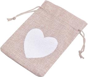 img 2 attached to 🎁 VIAMTO 20pcs Heart printed burlap drawstring pouches, ideal for weddings, candies & party favors