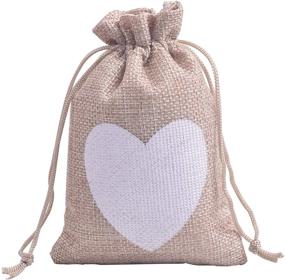 img 3 attached to 🎁 VIAMTO 20pcs Heart printed burlap drawstring pouches, ideal for weddings, candies & party favors