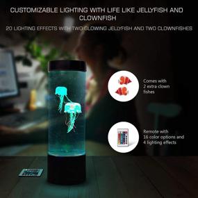 img 3 attached to 🎐 LED Jellyfish Lamp with 20 Color Changing Light, 2 Clownfish 2 Jellyfish, Remote Control for Live Jellyfish Aquarium, Jellyfish Lava Lamp Night Light, Mood Desk Decor for Adults and Kids Bedroom