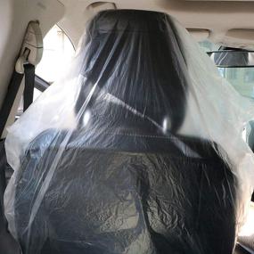 img 2 attached to 🚗 100pcs Disposable Clear Plastic Car Seat Covers for Protective Maintenance