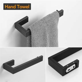 img 2 attached to BESy 4 Piece Bathroom Accessories Set - Towel Bar, Hand Towel Holder, Towel Rack, Toilet Paper Holder, Double Towel Hooks - Wall Mounted Bath Hardware Fixtures Set in Stainless Steel/Matte Black Finish