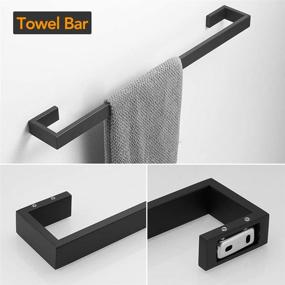 img 3 attached to BESy 4 Piece Bathroom Accessories Set - Towel Bar, Hand Towel Holder, Towel Rack, Toilet Paper Holder, Double Towel Hooks - Wall Mounted Bath Hardware Fixtures Set in Stainless Steel/Matte Black Finish