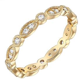 img 4 attached to 💍 PAVOI 14K Gold Plated Cubic Zirconia Band with Milgrain Detailing, Round Eternity Bands for Women in Gold