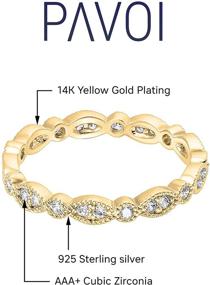 img 3 attached to 💍 PAVOI 14K Gold Plated Cubic Zirconia Band with Milgrain Detailing, Round Eternity Bands for Women in Gold