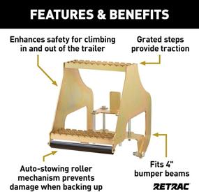 img 2 attached to 🚚 RETRAC 409924 Highrise Folding Rear Semi Truck Steps: Auto-Stow, Steel, 600 lbs, for 4-Inch Bumper Beam, Semi Trailers & Box Trucks