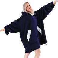 cozy comore blanket hoodie - oversized wearable sherpa sweatshirt with giant patch pockets for women, men, kids & adults - soft & warm christmas gift logo