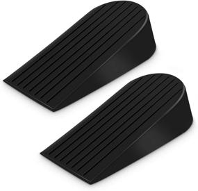 img 4 attached to 🚪 Rubber Door Stops 2 Pack - Securely Hold Metal Doors - 1.9 Inches Height - Safe for All Floors - Gaps 0.35 to 1.9 Inches - Black