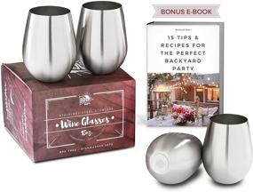 img 1 attached to 🍷 Backyard Bum's Premium Solid Stainless Steel Wine Glasses: Set of 4 Large 18 Ounce Stemless Glasses for Men and Women, Unbreakable and Tip Resistant – Perfect Entertaining with Bonus Recipe eBook