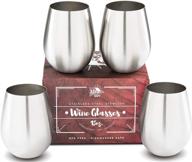 🍷 backyard bum's premium solid stainless steel wine glasses: set of 4 large 18 ounce stemless glasses for men and women, unbreakable and tip resistant – perfect entertaining with bonus recipe ebook logo