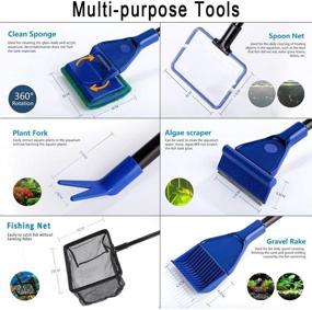 img 2 attached to ACEONE Fish Tank Cleaning Tools: 6 in 1 Aquarium Clean Kit with Adjustable Telescopic Handle - Ensure Crystal Clear Waters!