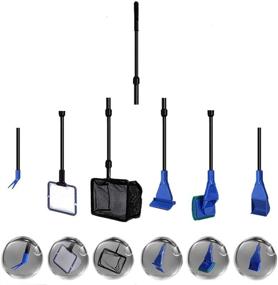 img 4 attached to ACEONE Fish Tank Cleaning Tools: 6 in 1 Aquarium Clean Kit with Adjustable Telescopic Handle - Ensure Crystal Clear Waters!