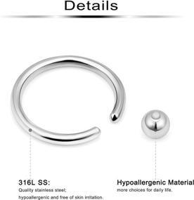 img 1 attached to 💉 Surgical Steel Tragus Hoop Earrings – 16g 14g 12g Captive Bead Ring Lip Septum Hoops Body Piercing Jewelry Set for Women and Men – 24 Pieces